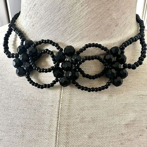 Cookie Lee black seed  and beaded choker necklace - Picture 1 of 7